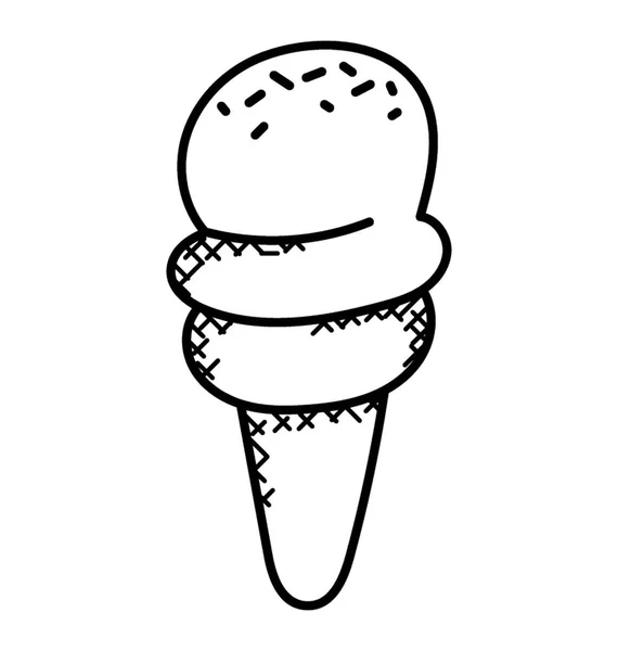 Scoopy Flavoured Ice Cream Doodle Icon — Stock Vector