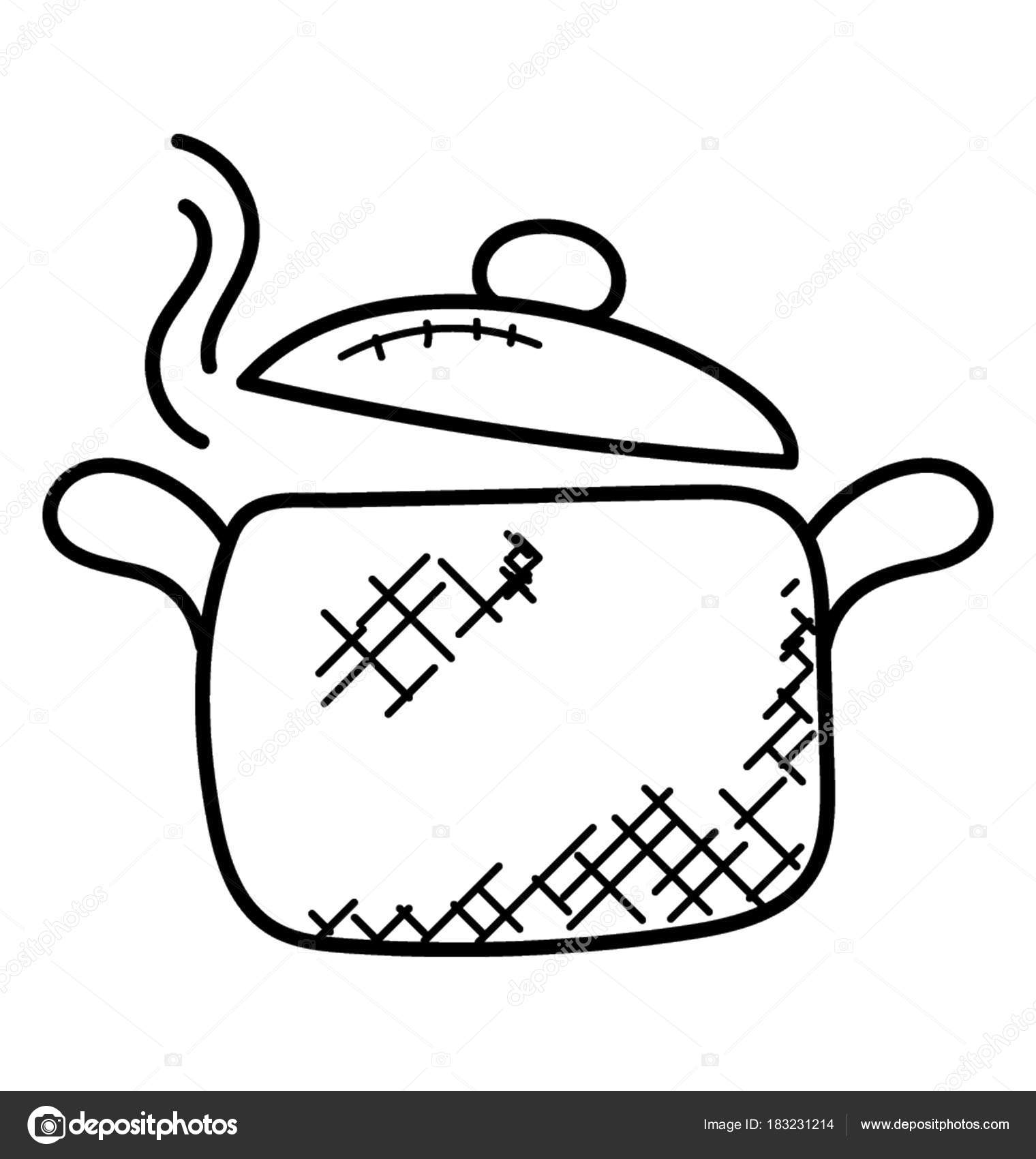 Image vectorielle Poêle Plaque Cuisson Icône Doodle par ©creativestall -  183231214, image size:1520x1700