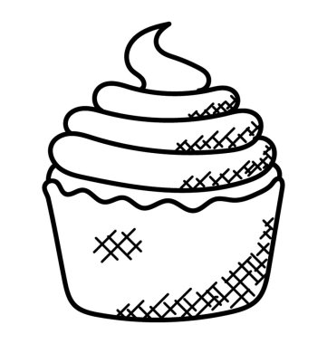 Fincan organik yoğurt dondurma, doodle Icon tam