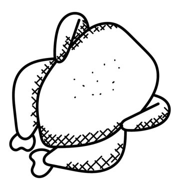Bütün kızarmış tavuk, kızarmış tavuk simgesi doodle