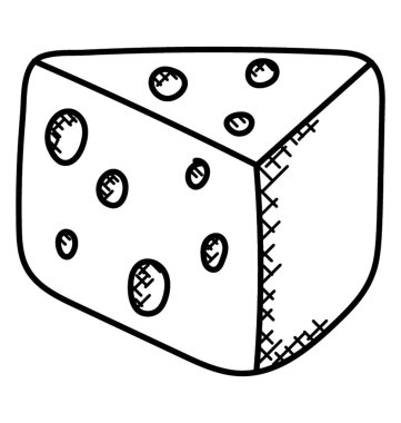 Elle çizilmiş kroki parça peynir doodle simgesi