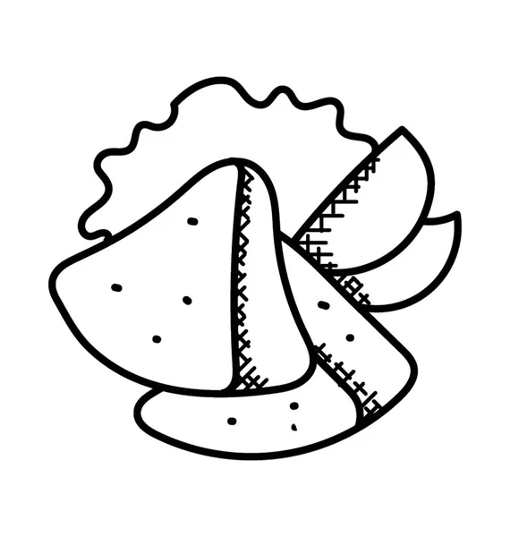 Kızarmış Tortilla Aperatifler Abur Cubur Doodle Simgesi — Stok Vektör