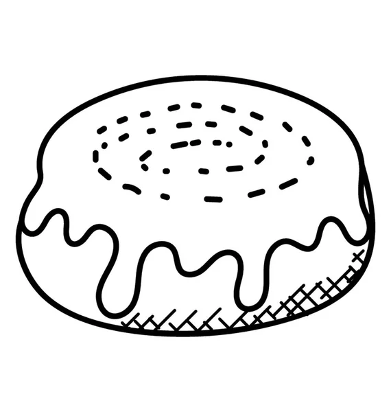 Çizilmiş Vanila Kremalı Pasta Ver Simge Doodle — Stok Vektör
