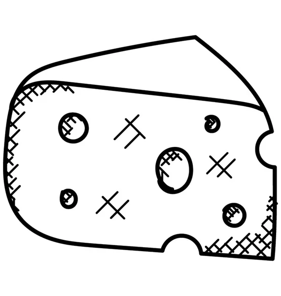 Χέρι Συρμένο Σκίτσο Κομμάτι Τυρί Doodle Εικονίδιο — Διανυσματικό Αρχείο