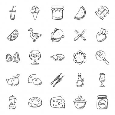 Elle çizilmiş Doodle simgeler gıda Tema