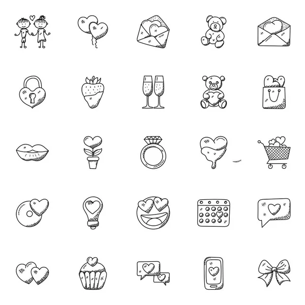 Doodle Icon Set Romance San Valentín — Vector de stock