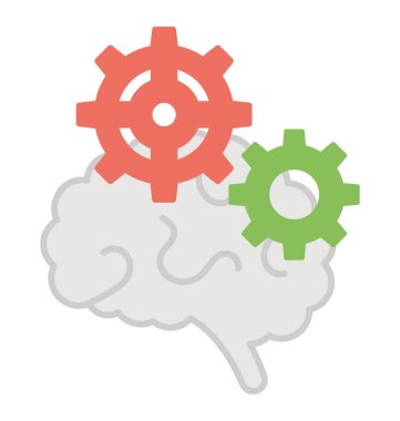 Dişliler, bilgi yönetimi düz simgesi ile beyin