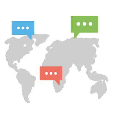 Küresel diyalog, iletişim düz simgesi