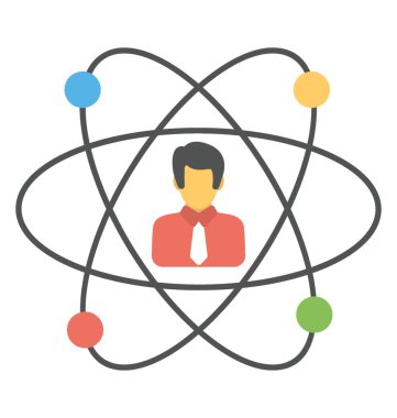 Atom, kişisel potansiyel düz simgesi erkekte