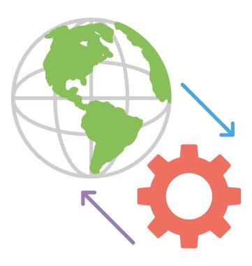 Dişli, dünya ilerleme düz simgesi ile dünya