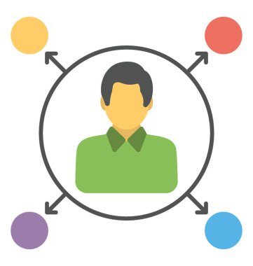 Sosyal etkileşim düz simgesi, çok yönlülük kavramı