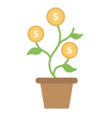 Düz simgesi finansal büyüme, Doları bitki