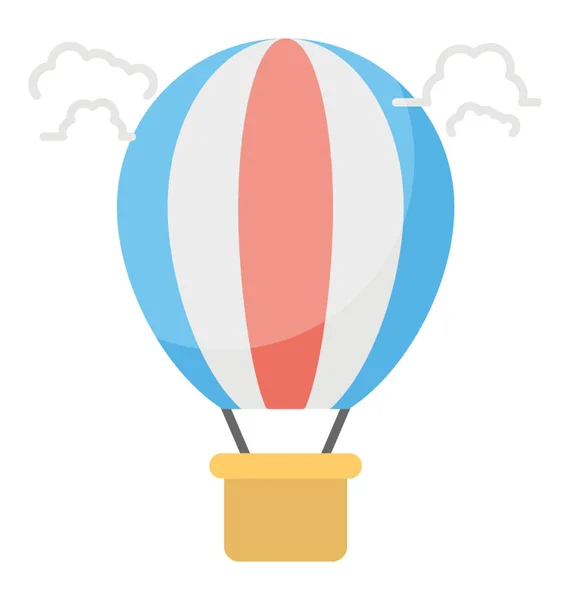 Balon Ogrzane Powietrze Płaskie Ikona Odnajdywania Przygoda — Wektor stockowy