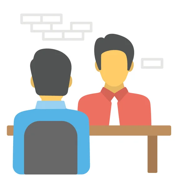 Duas Pessoas Discussão Ícone Plano Conceito Reunião — Vetor de Stock