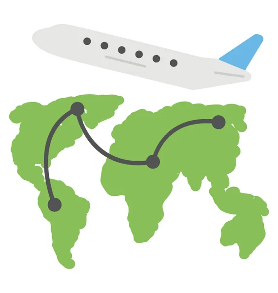 飞机飞越地图 商务旅游概念 — 图库矢量图片