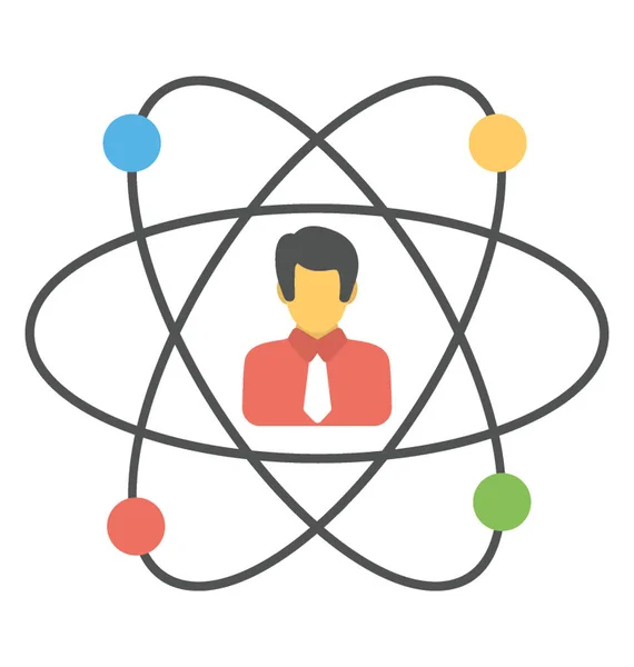 Homme Dans Atome Icône Plate Potentielle Personnelle — Image vectorielle
