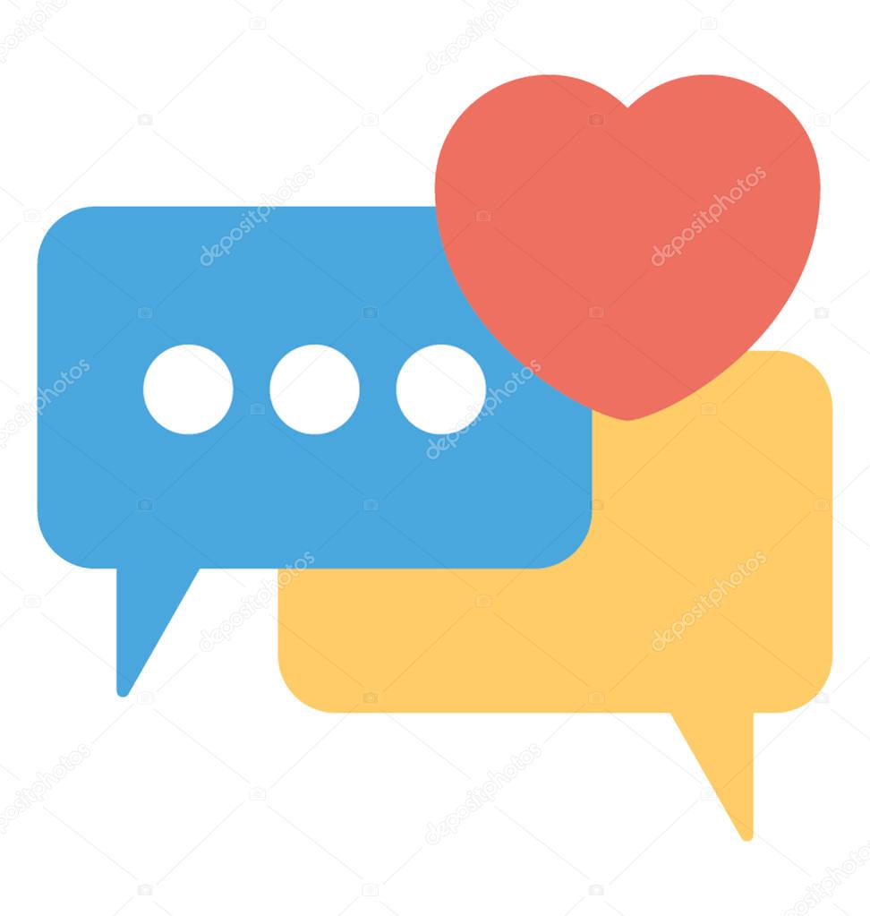 Responsive evaluation, flat icon, heart message bubble