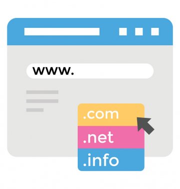 Domain name registration flat icon, web and seo concept clipart