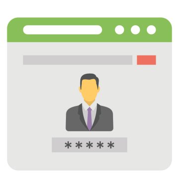 Kullanıcı hesabı, kullanıcı adı ve parola düz simgesi