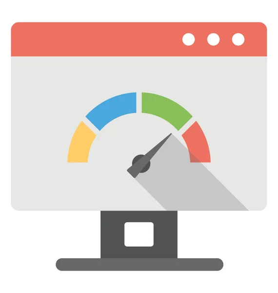 Comprobador Velocidad Página Web Prueba Rendimiento Página Icono Plano — Vector de stock