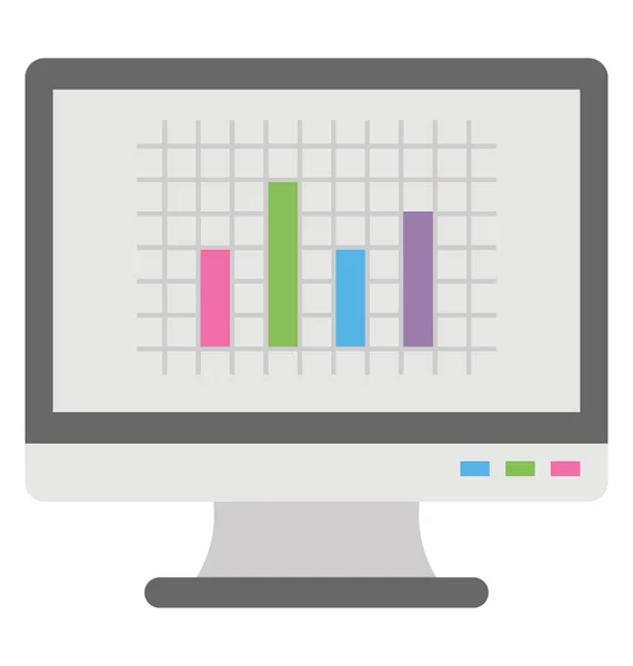 Monitoreo Línea Análisis Gráficos Barras Web Icono Plano — Vector de stock