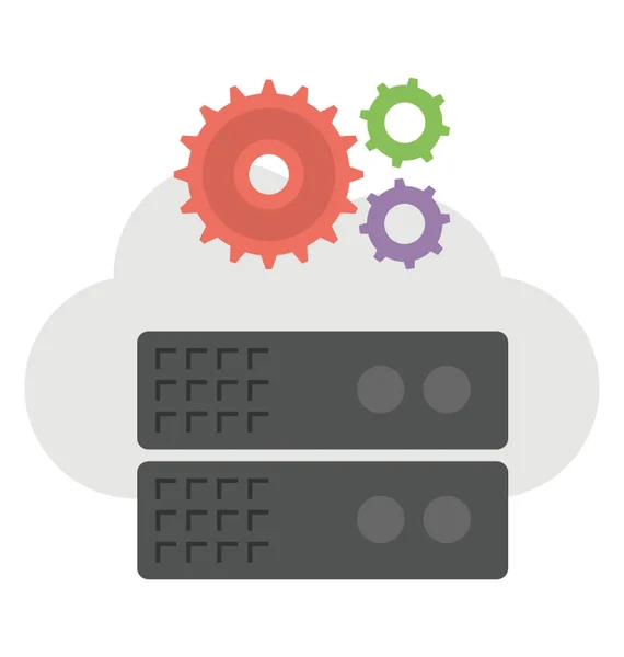 Administration Serveur Cloud Icône Plate — Image vectorielle