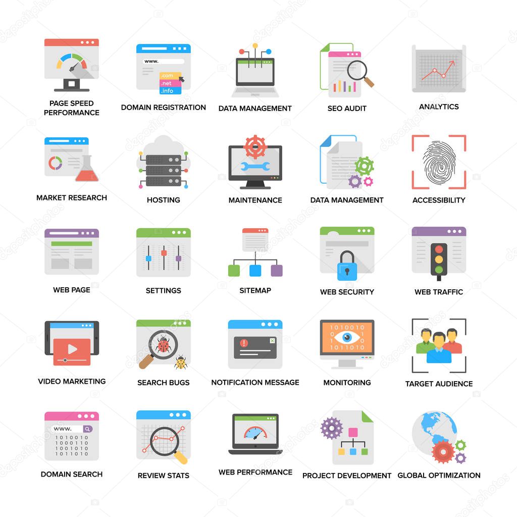 Flat Icons of Web and Seo