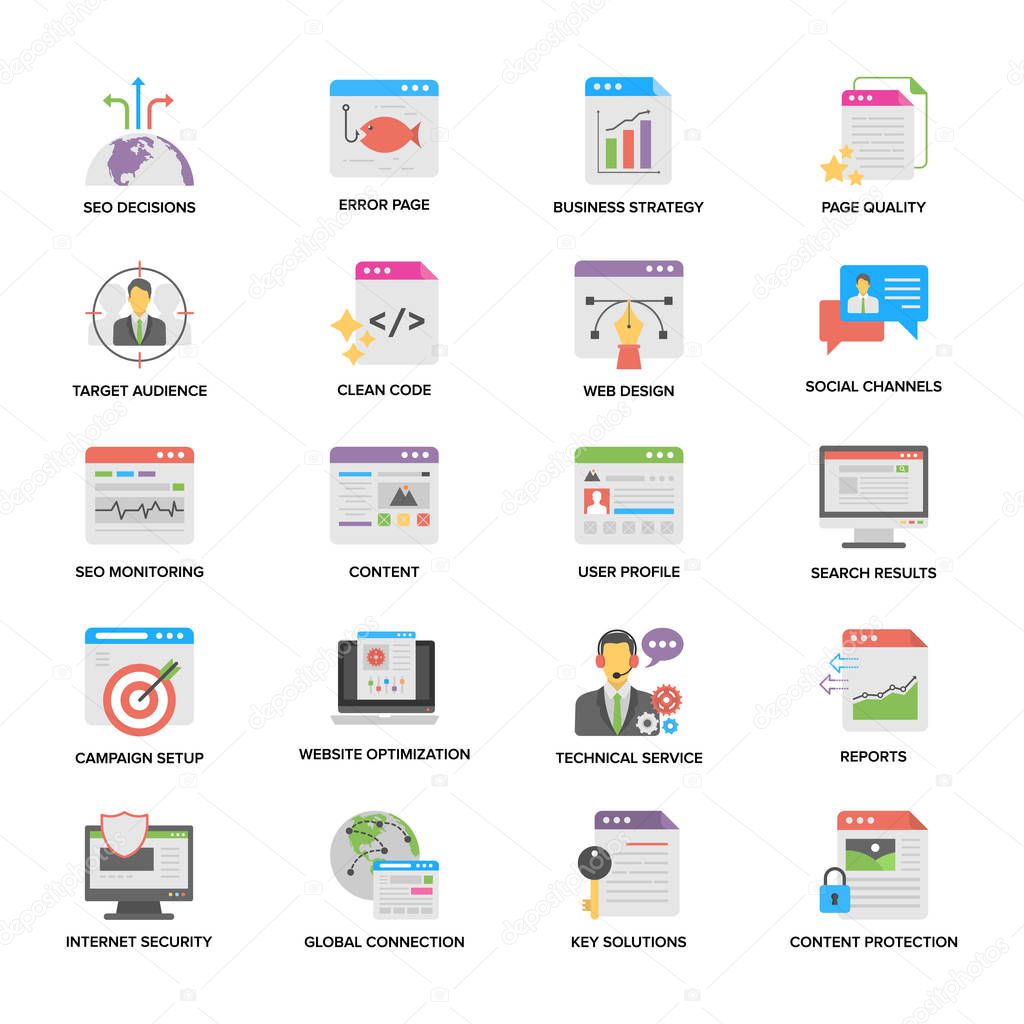 Creative Web and Seo Flat Icons