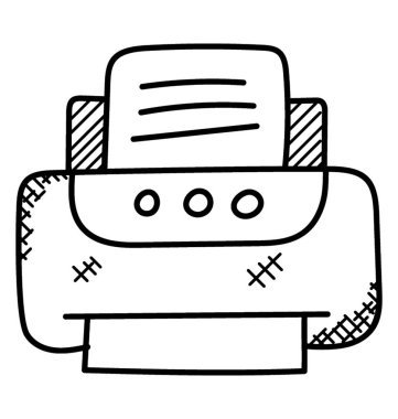 Bir belgeyi baskı makinesi, yazıcı doodle simgesi