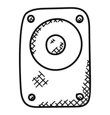 Bir hoparlör kutusu, subwoofer el çizilmiş kroki