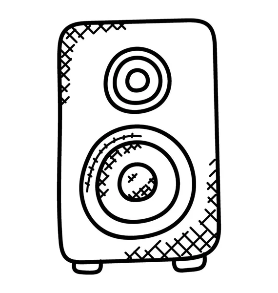 Акустический Динамик Звуковой Системы Значок Каракули — стоковый вектор