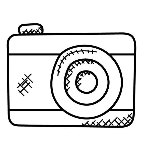 Retro Styl Flash Kamery Fotograf Ručně Tažené Skica — Stockový vektor