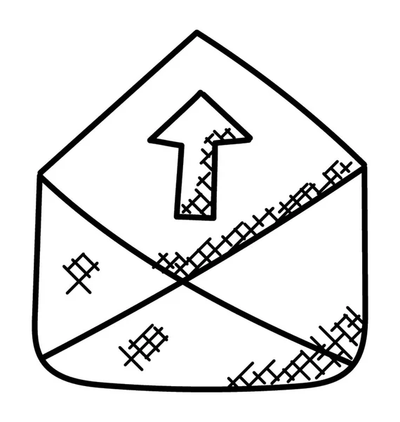 Briefumschlag Mit Ausgehendem Pfeil Doodle Symbol — Stockvektor