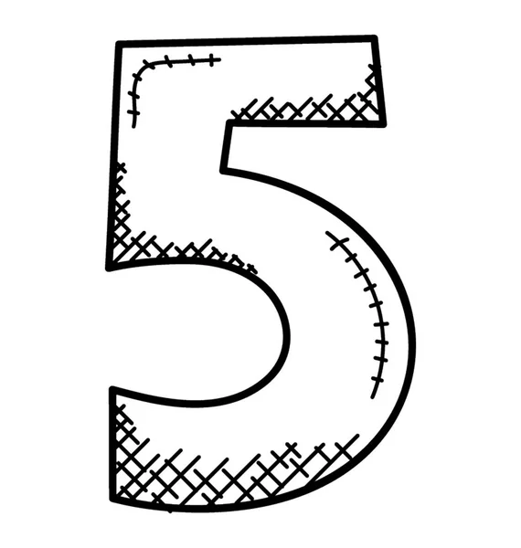Pět Číselné Číslice Doodle Ikonu — Stockový vektor