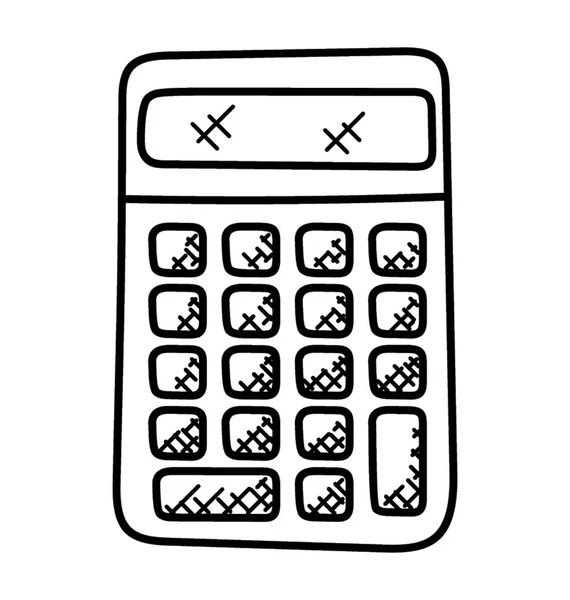 Doodle Ikona Kalkulačka Výpočet Strojních — Stockový vektor