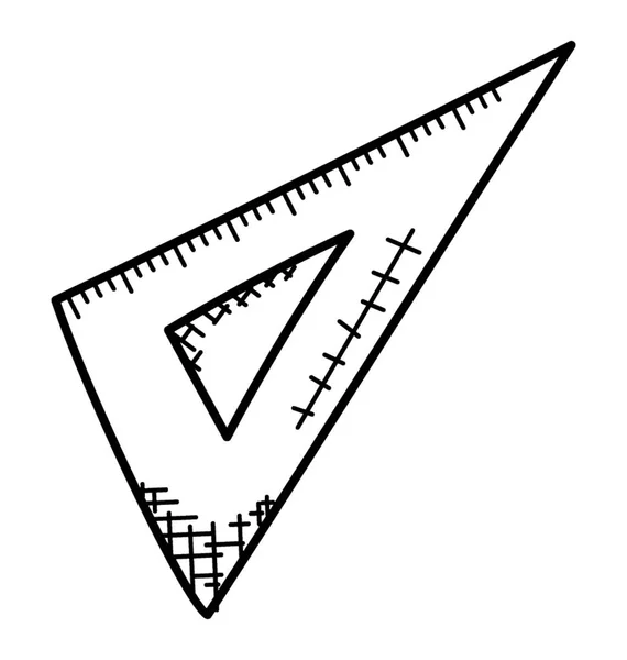 Escala Medição Doodle Régua Triangular —  Vetores de Stock