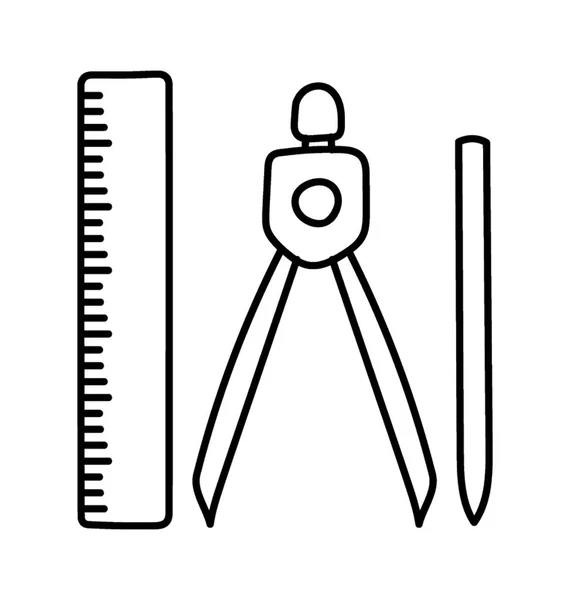 Geometrické Nástroje Doodle Ikonu Geometrické Zařízení — Stockový vektor