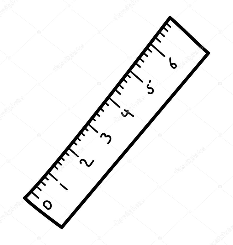 Ruler, a measuring scale hand drawn icon