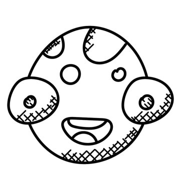 Gezegendeki uzaylı varlığı. Yabancı gezegen. Doodle simgesi 