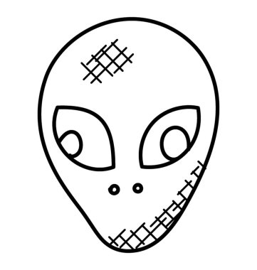 Canavar uzaylı doodle simgesi. Uzaylı canavar yüz 