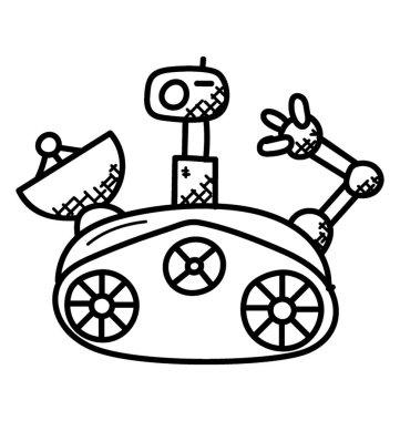 Uzay misyonu doodle simgesi. Uzay keşif kavramı 