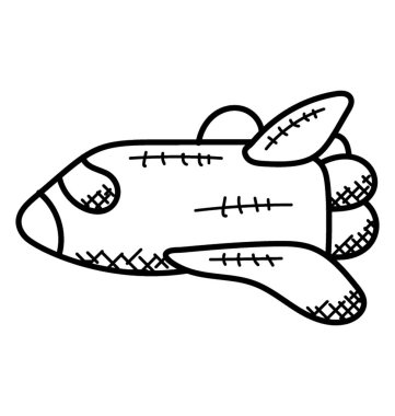 Uzay mekiği vektör doodle. Yörüngesel uzay aracı 