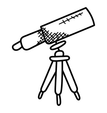 Teleskop doodle simgesi. Astronomi öğesi 