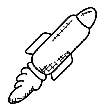 Roket vektör doodle. Roket fırlatma 