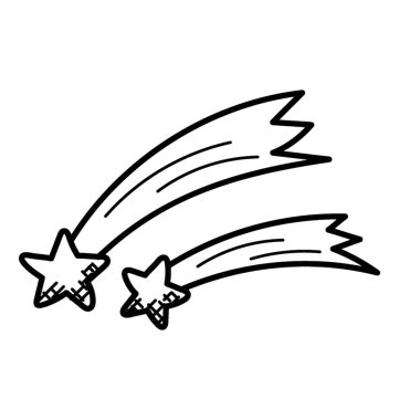 Kayan yıldız simgesini doodle. Göktaşları 