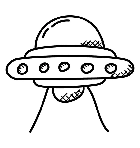 Tanımlanamayan Uçan Nesne Doodle Simgesi Ufo — Stok Vektör