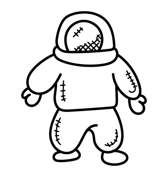 Lidských Letů Vesmíru Astronaut Doodle Ikona — Stockový vektor