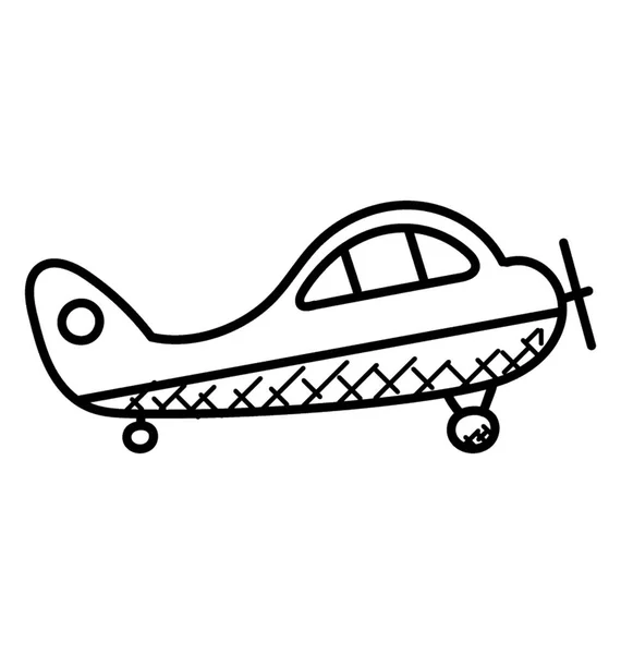 Ícone Doodle Vetor Biplano Aeronaves — Vetor de Stock