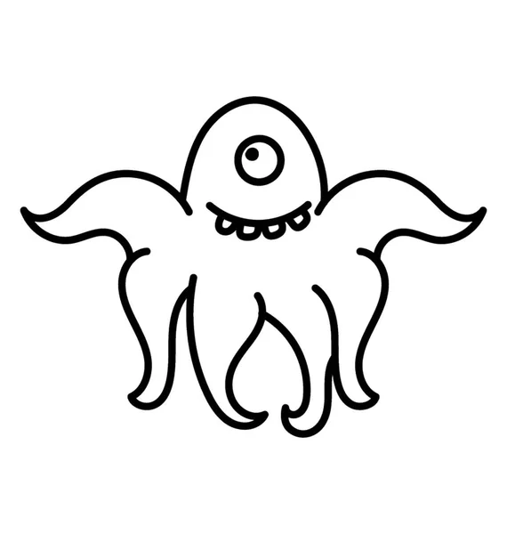 Octopus alien. Cartoon alien character, doodle icon