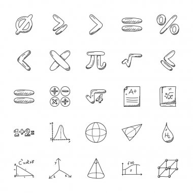 Pack Of Mathematics Doodle Icons clipart